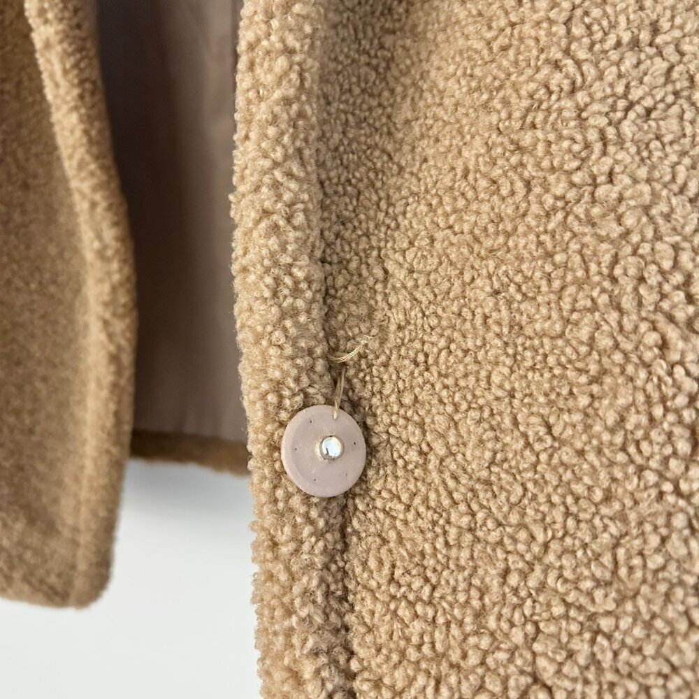 French Connection Teddy Sherpa Peacoat Oversized Jacket in Light Brown Size XS - Picture 6 of 8